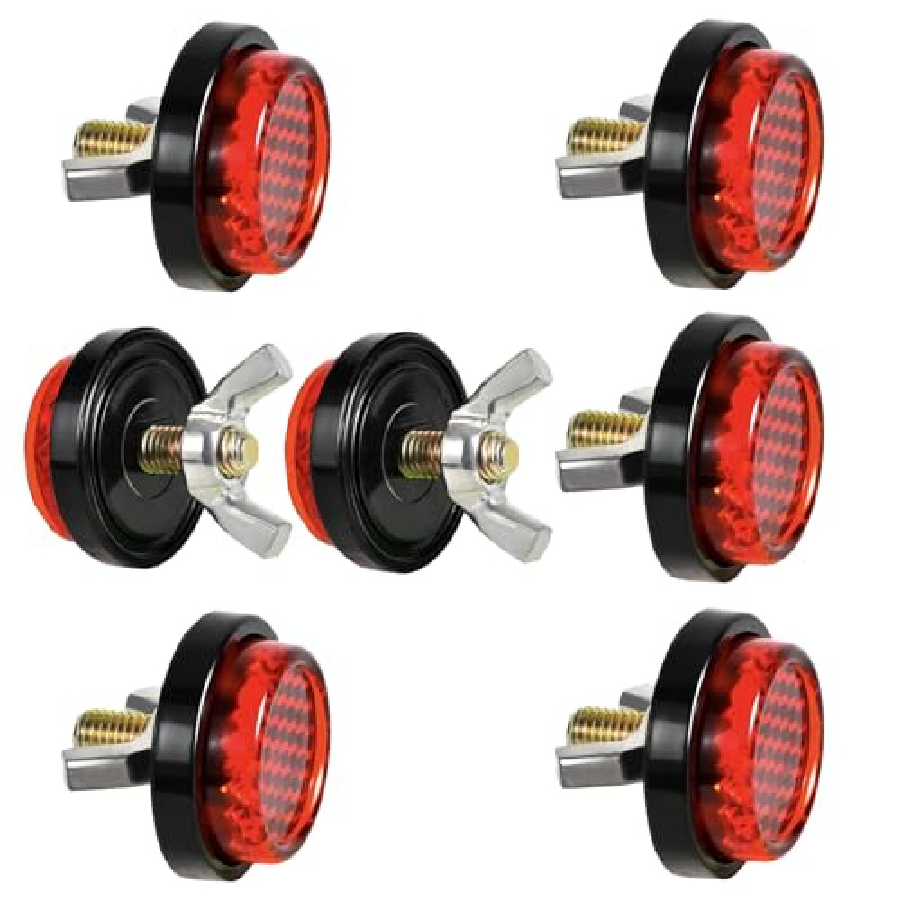 Muoqele 6PCS Red Reflectors Motorcycle License Plate Frame Bolts and Nuts, Round License Plate Screws, License Plate Fastener Nut for Motorcycle Bicycle