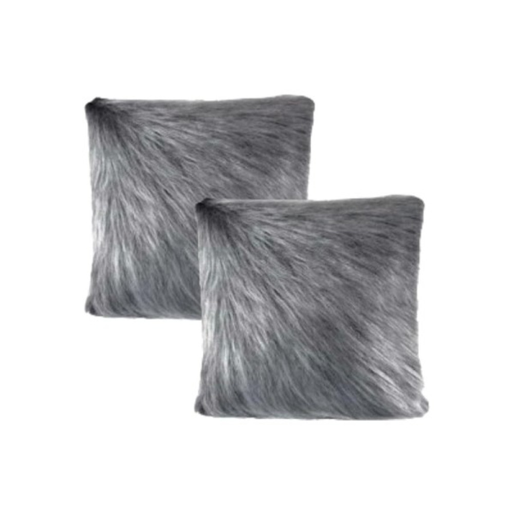 Muqqy 2'li Peluş Kırlent Kılıfı - 45 x 45 cm - Açık Gri Kırlent / Mobilya Yastığı Fiyatı