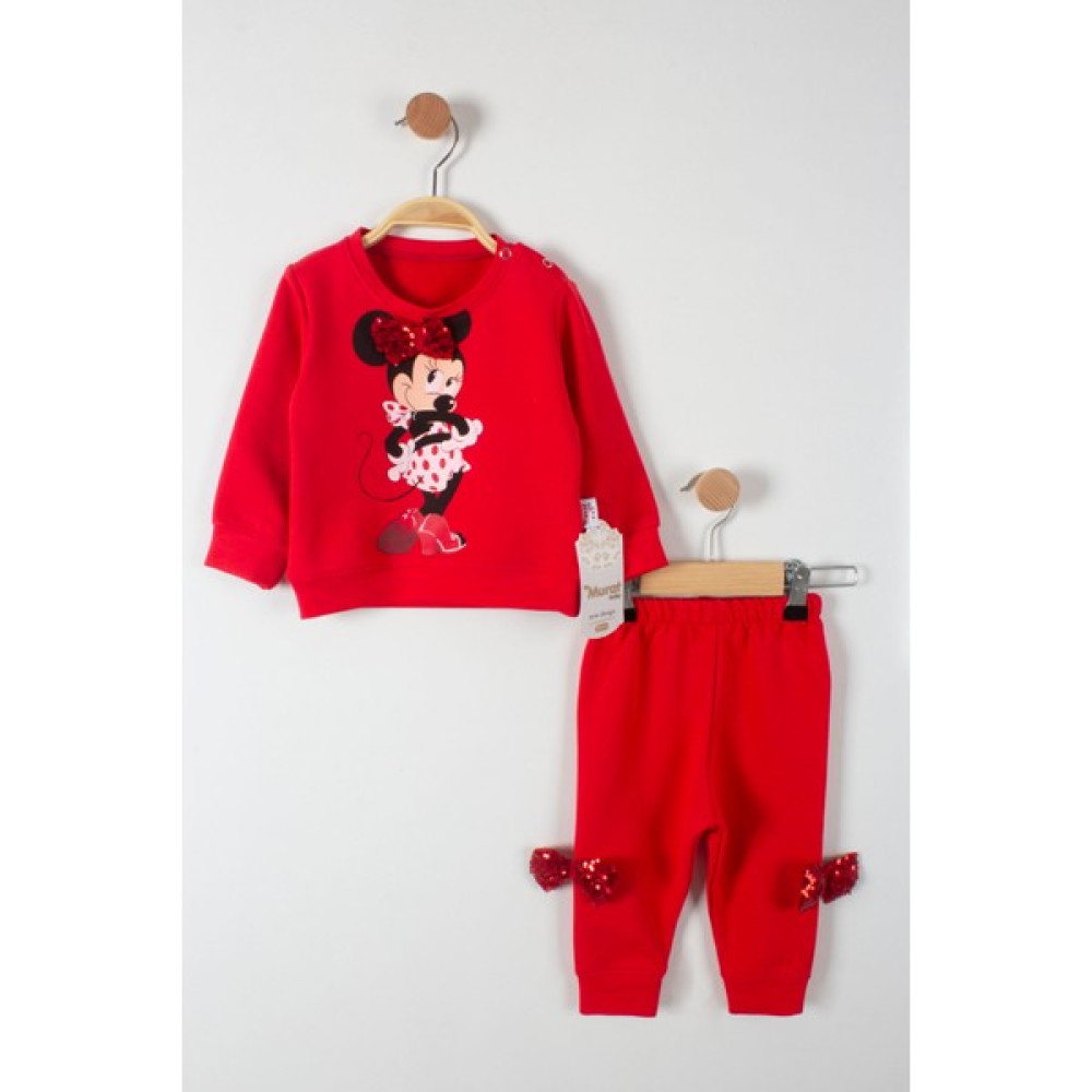 Murat Baby Trendimizbir Fiyonk Detaylı Minnie Mouse Baskılı Kız Bebek Alt Üst Takım Bebek Giysi Takım Fiyatı