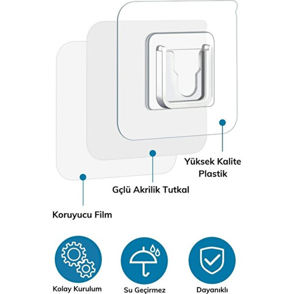 Murat Home Eşya Sabitleme Askısı 10 Çift Şeffaf Çift Taraflı Yapışkanlı Geçmeli Klips Nalburiye & Hırdavat Fiyatı