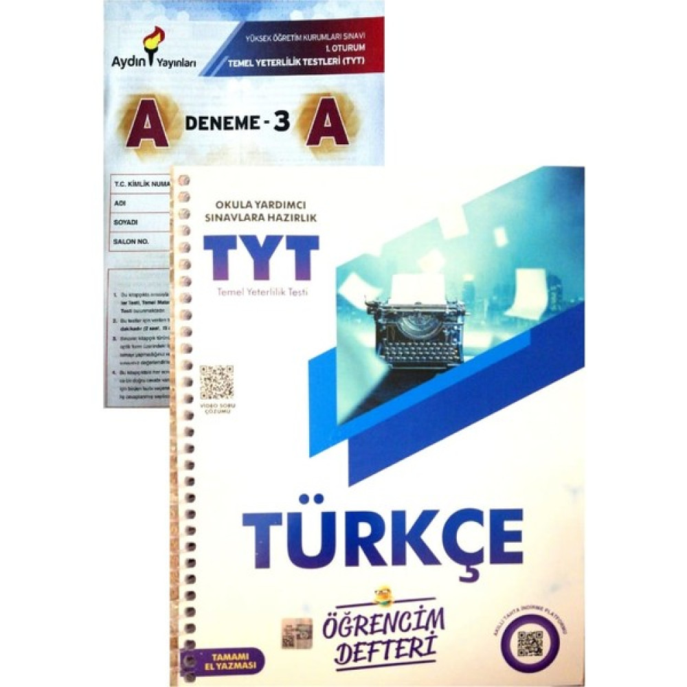 Murat Yayınları Öğrencim Defter TYT Türkçe (Aydın Yayınları Denemeli) Kaynak Kitapları Fiyatı
