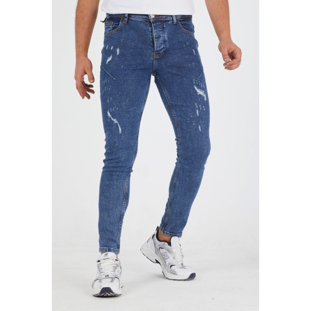Murratto Erkek Slim Fit Likralı Yırtık Mavi Kar Yıkama Kot Pantolon Erkek Jeans / Kot Pantolon Fiyatı