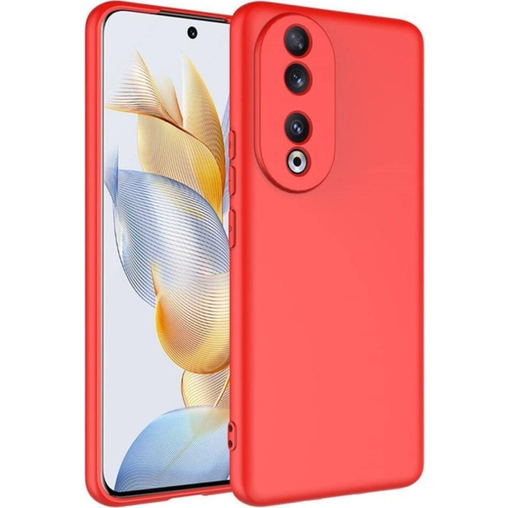 Musal Huawei Honor 90 Kılıf Lansman Tasarım Iç Yüzeyi Kadife Silikon - Kırmızı Cep Telefonu Kılıfı Fiyatı