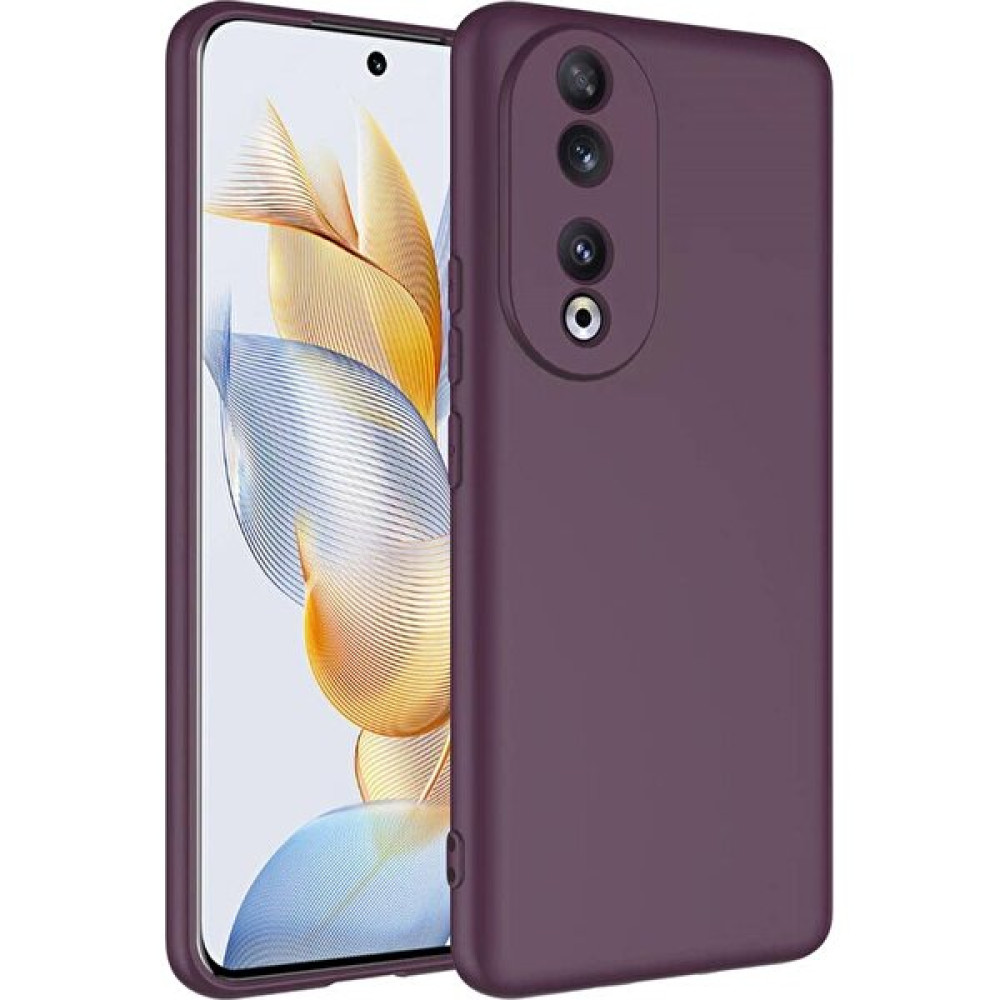 Musal Huawei Honor 90 Kılıf Lansman Tasarım Iç Yüzeyi Kadife Silikon - Mürdüm Cep Telefonu Kılıfı Fiyatı