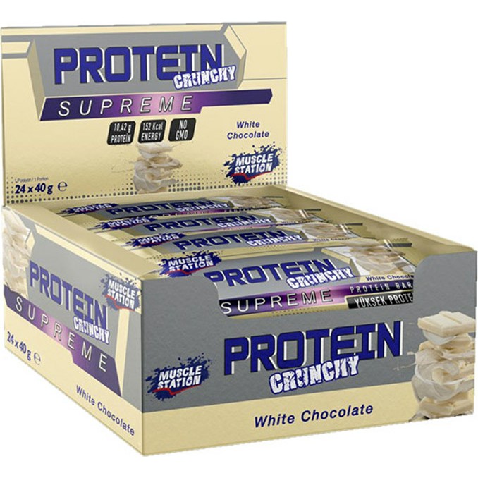 Muscle Station 24 Adet Supreme Crunchy Protein Bar 40 gr Beyaz Çikolata WPC İçeriğiyle Enerji Desteği Diğer Fiyatı