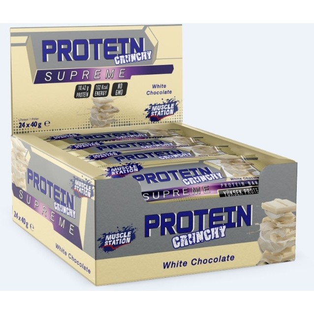 Muscle Station Protein Bar Supreme White Chocolate Crunchy 24'lü Kutu 100 gr Çinko İçerir Diğer Fiyatı