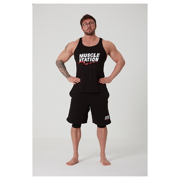 Muscle Station Siyah Toughman Tank Workout Fitness Atlet L Beden Nefes Alabilir Kumaş Diğer Fiyatı