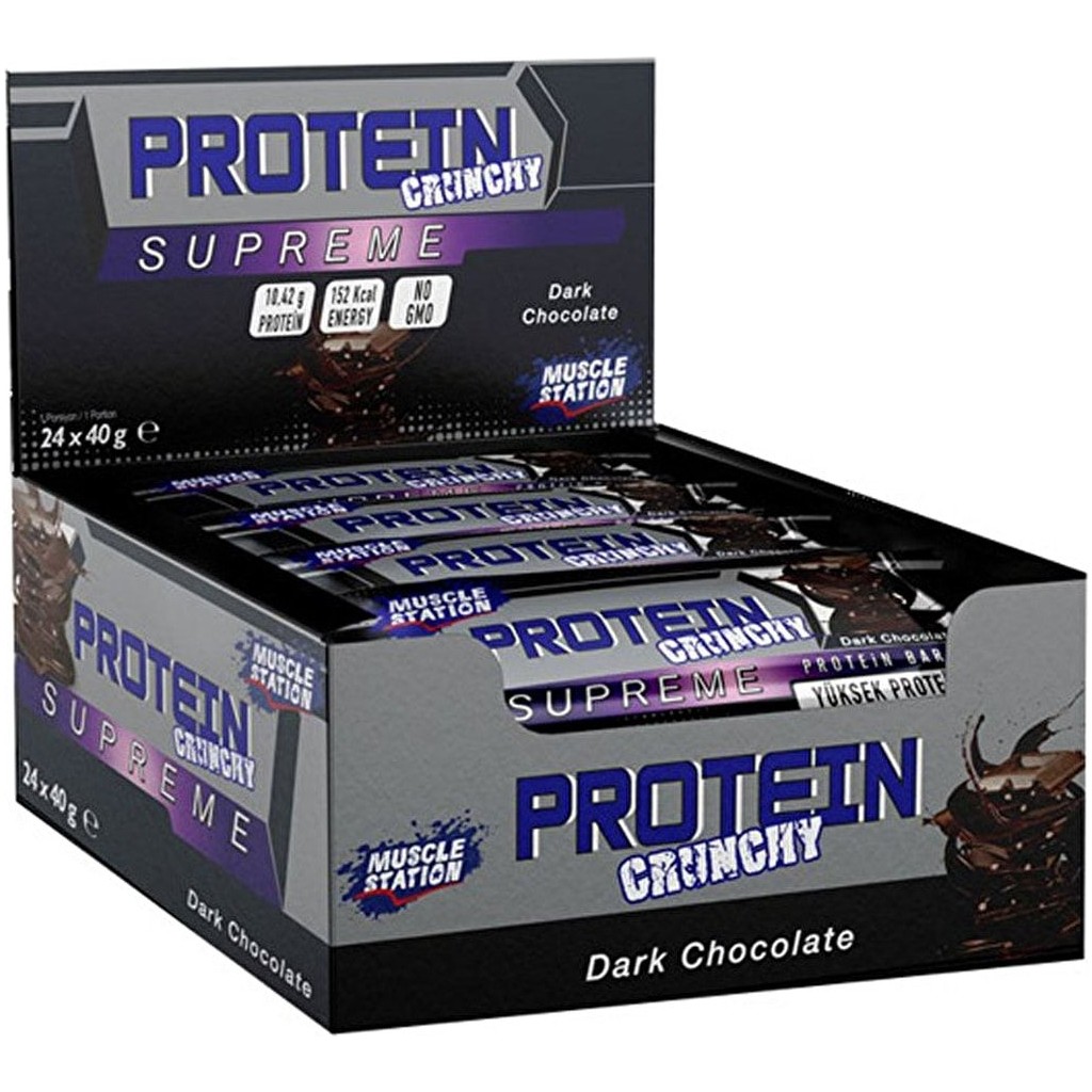 Muscle Station Supreme Crunchy Bitter Çikolatalı Protein Bar 40 gr 24 Adet Yüksek Protein İçerir Diğer Fiyatı