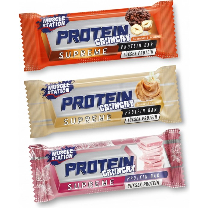 Musclestation Supreme Crunch Protein Bar Karma Paket (12 x 40 Gr, Fındıklı, Ruby Cikolatalı ve Karamelli) - 12 Adet Diğer Fiyatı