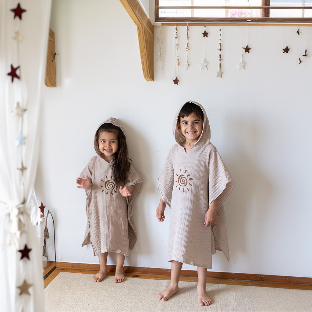 Müslin Pamuklu Bebek & Çocuk Panço Güneş Nakışlı - Bej - 2 - 4 Yaş Diğer Fiyatı