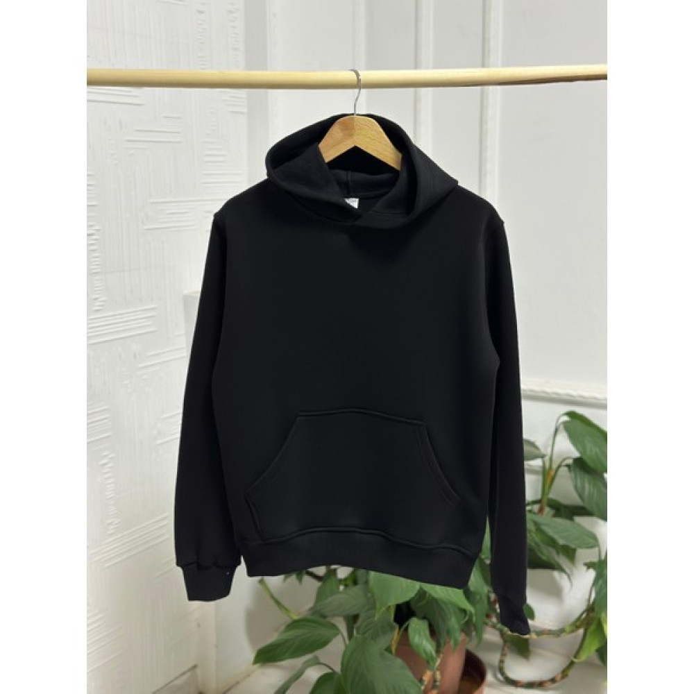 Musta Sweatshirt Kapüşonlu Kalın Regular Kalıp Erkek Sweatshirt Fiyatı