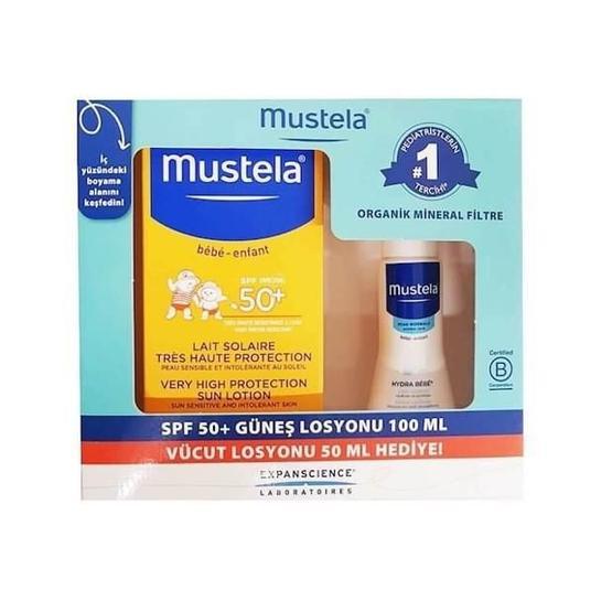 Mustela Çok Yüksek Koruma SPF50+ Bebek 100 ml Güneş Losyonu+50 ml Vücut Losyonu Seti Bebek Güneş Kremi Fiyatı