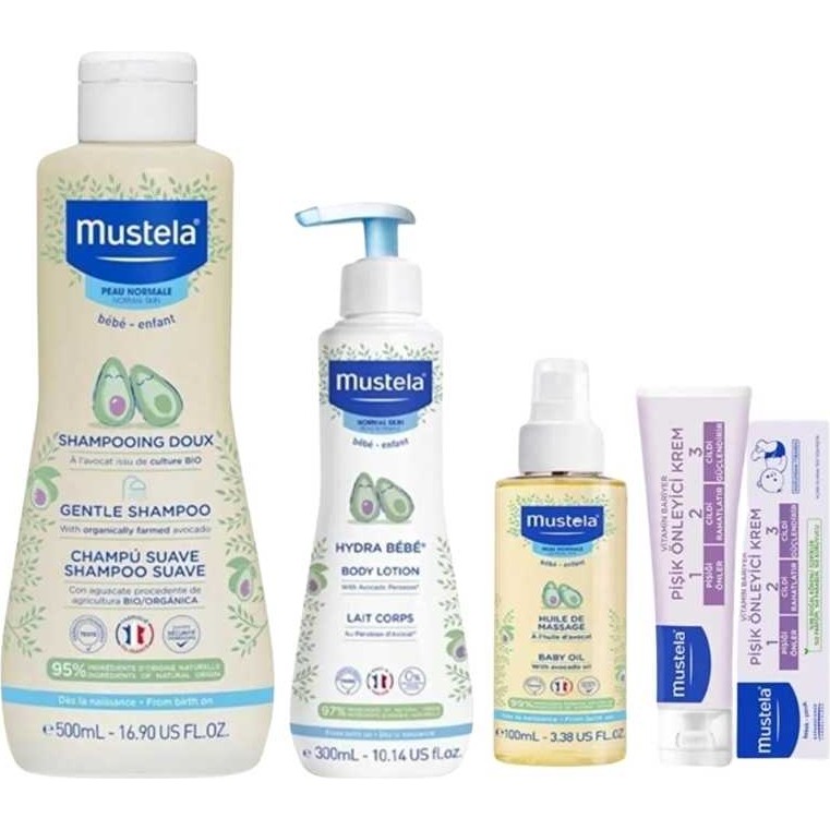 Mustela Yenidoğan İhtiyaç Seti Doğal İçerikli Hassas Ciltler İçin 500 ml ve 300 ml Ürünler - Altın Bebek Bakım Seti Fiyatı
