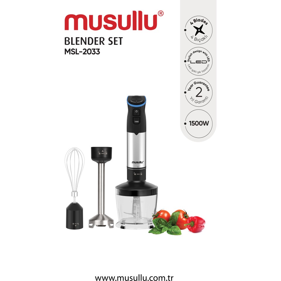 Musullu MSL-2033 Blender Set - Siyah - Inox Blenderler Fiyatı