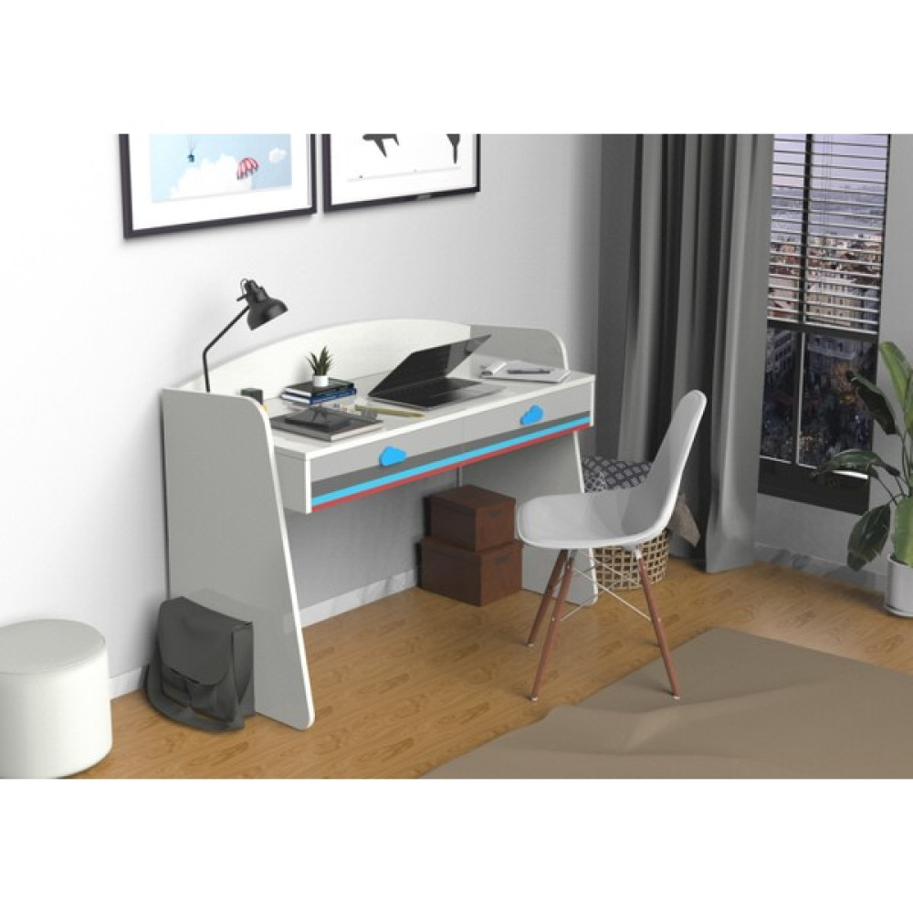 Musvenus Mobilya Dusty Genç Odası Çalışma Masası - 123X92 - Beyaz Çalışma Masası Fiyatı