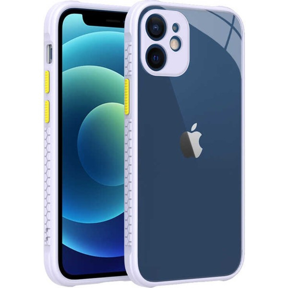 Mutaks Apple iPhone 12 Mini Uyumlu Kılıf Kenarları Kabartmalı ​​kaff Kapak - Mor Cep Telefonu Kılıfı Fiyatı
