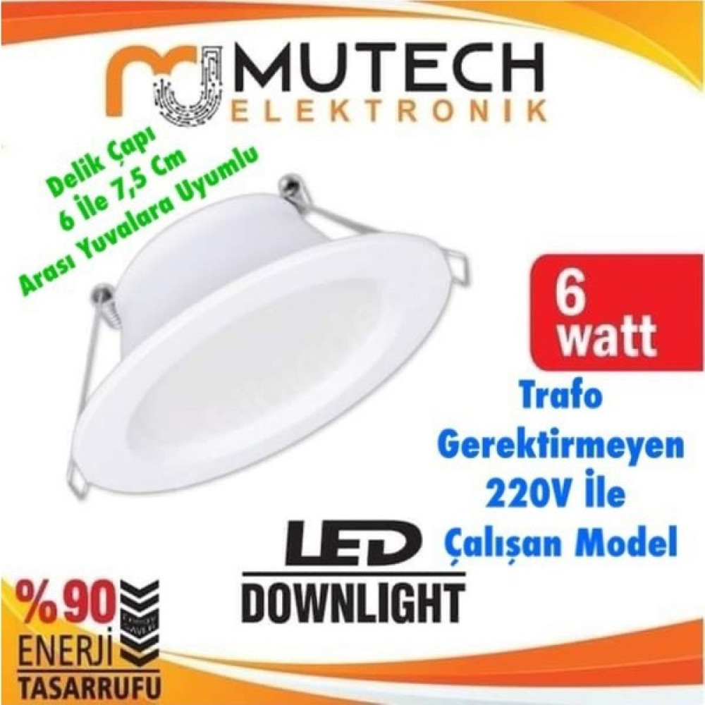 Mutech 10 Adet 6 Watt / 6W LED Spot Lamba Beyaz Kasa + Beyaz Işık 1 Yıl Güvenceli Spot Fiyatı