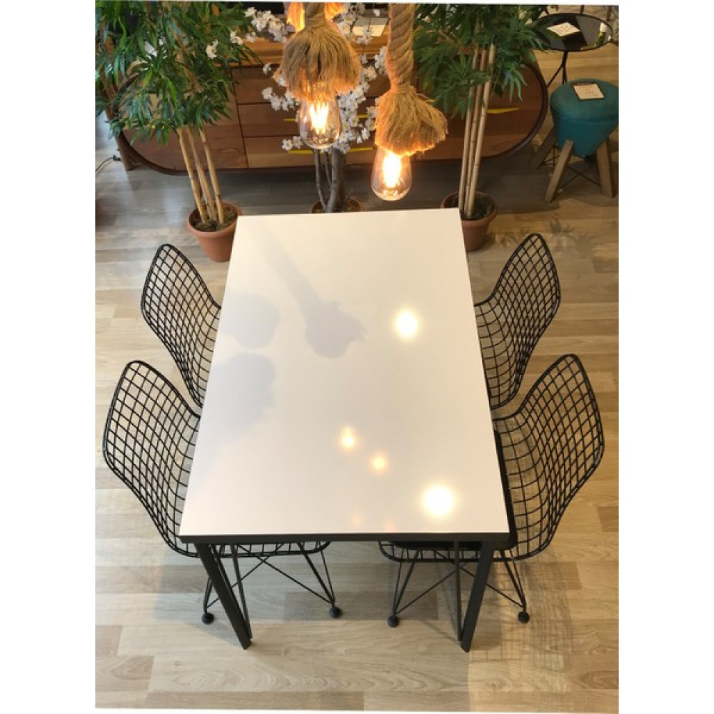 Mutfak Masası + 4 Sandalye Beyaz 110-70 Masa - Sandalye Seti / Takımı Fiyatı