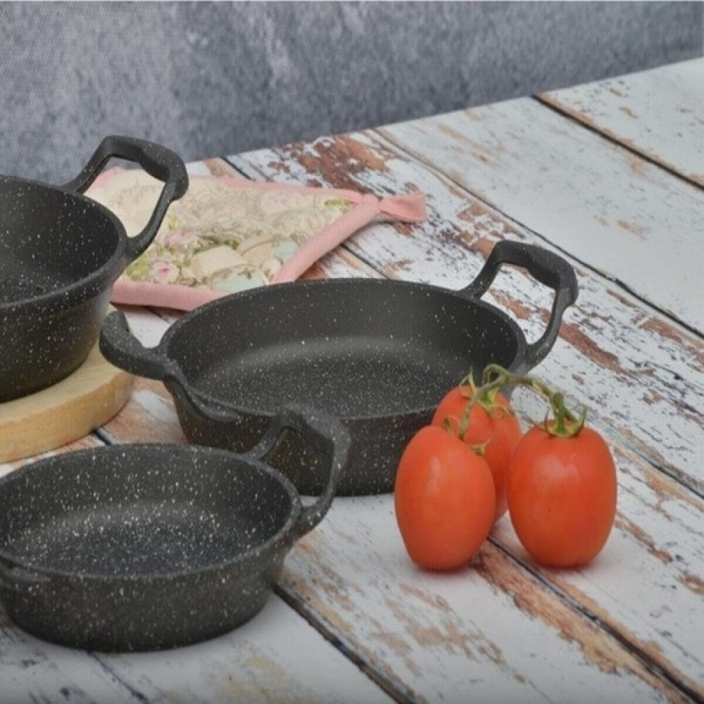 Mutfakça Alüminyum Döküm Granit 3'lü Sahan Seti - 18-20-22 cm Tavalar Fiyatı