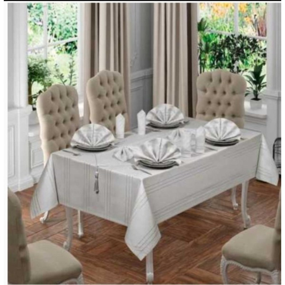 Mutfax Home Colber Masa Örtüsü Takımı Gri 26 Parça 12 Kişilik - Açık Gri - 160 x 220 cm Masa Örtüsü Fiyatı