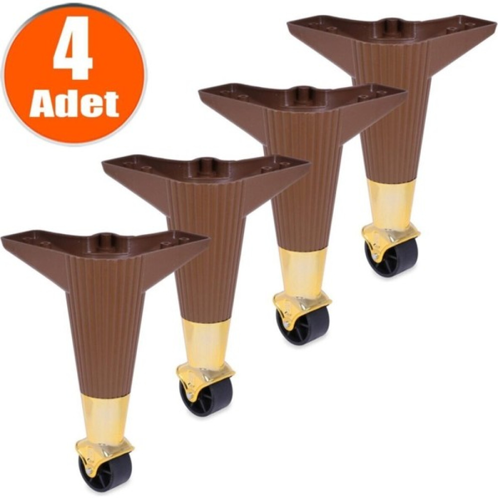 Mutlu Alışveriş Merkezi Tekerlekli Sihirli Masa Sehpa Puf Ünite Ayağı 19 cm Ceviz Ayak 4 Adet Vida - Ceviz - Gold Nalburiye & Hırdavat Fiyatı