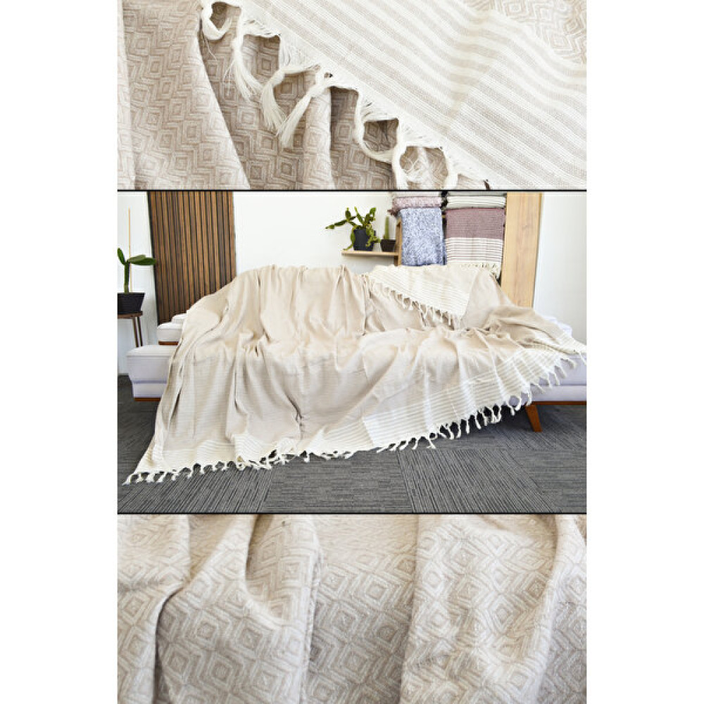 Mutlu Çeyiz Diamond Pamuklu Kolları Örten Kanepe Çekyat Örtüsü Çok Amaçlı 180X300 cm Bej Koltuk Örtüsü - 180 x 300 cm Koltuk & Kanepe Örtüsü Fiyatı