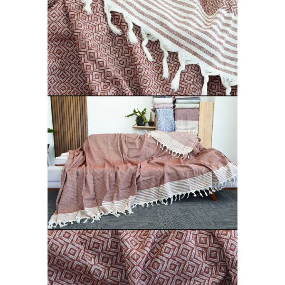 Mutlu Çeyiz Diamond Pamuklu Kolları Örten Kanepe Çekyat Örtüsü Çok Amaçlı 180X300 cm Kiremit Koltuk Örtüsü - 180 x 300 cm Koltuk & Kanepe Örtüsü Fiyatı