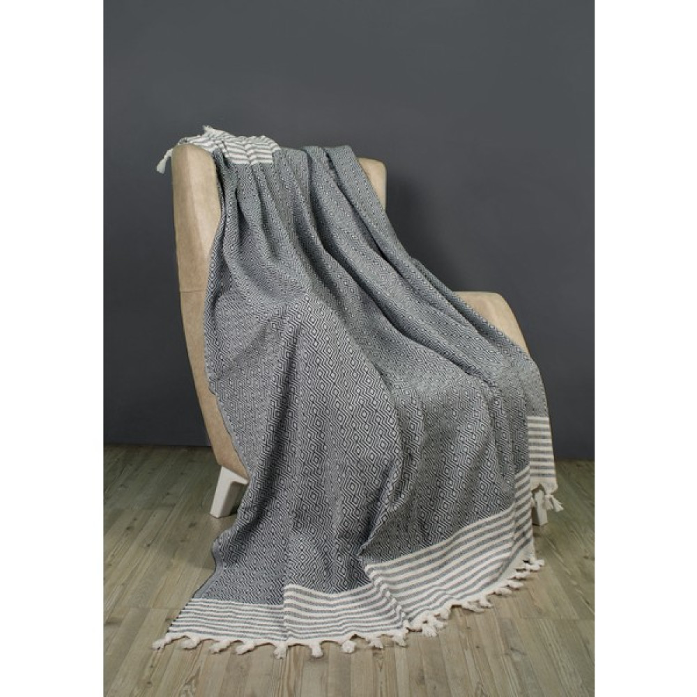 Mutlu Çeyiz Organik Pamuklu Lüks Koltuk Örtüsü 170 x 220 - Koyu Gri - 170 x 220 cm Koltuk & Kanepe Örtüsü Fiyatı