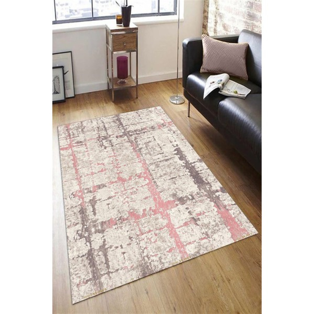Mutlu Çeyiz Süngerli Lastikli Kaymaz Yıkanabilir Dijital Baskılı Halı Örtüsü Turkuaz Bej MC04 - Açık Pembe - 160 x 230 cm Salon & Oturma Odası Tekstili Fiyatı