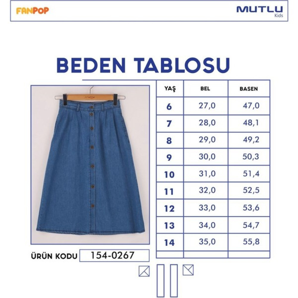 Mutlu Kids Kız Çocuk Uzun Kot Etek Etek Fiyatı