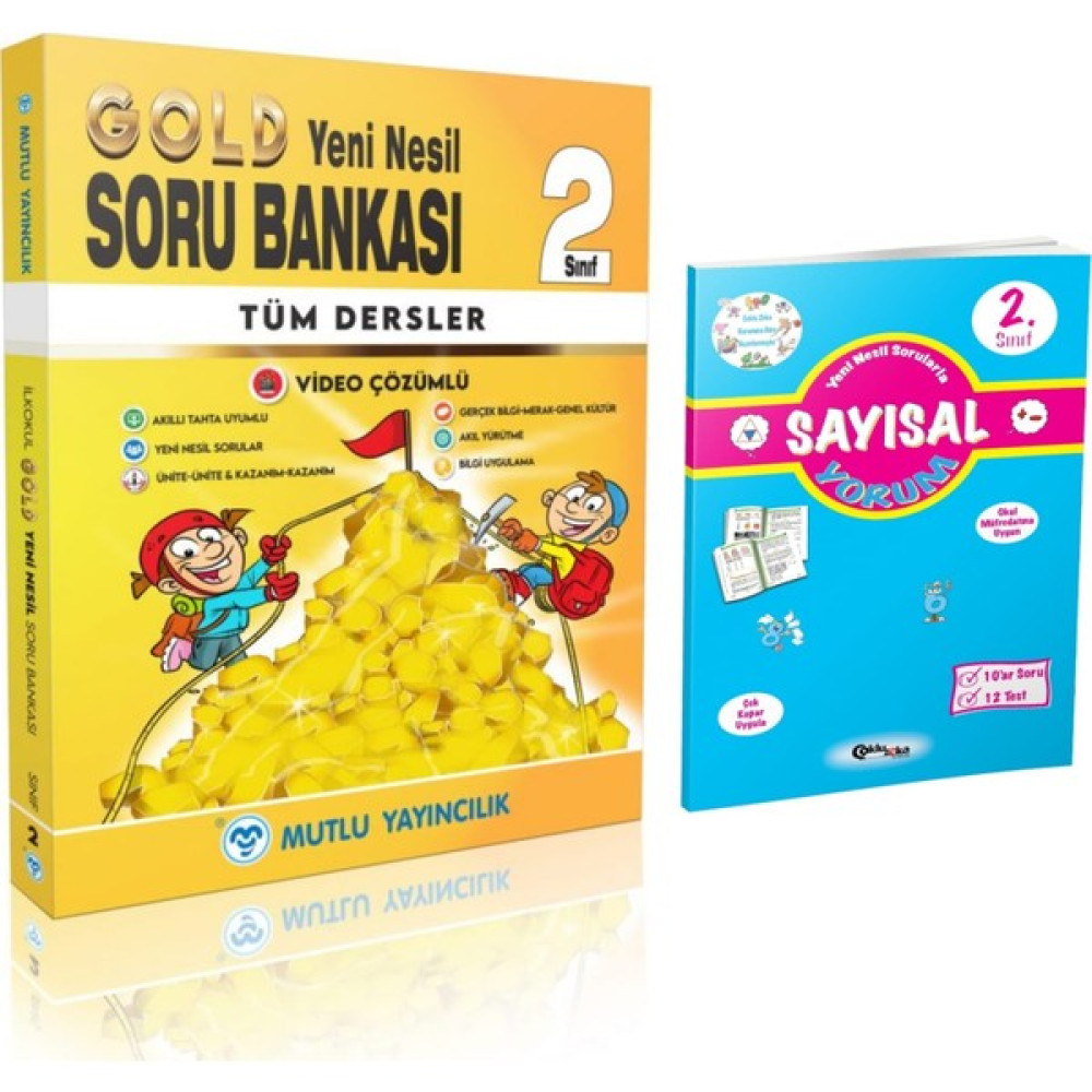 Mutlu Yayıncılık 2. Sınıf Tüm Dersler Gold Soru Bankası + Sayısal Yorum Kitabı Tüm Dersler Fiyatı