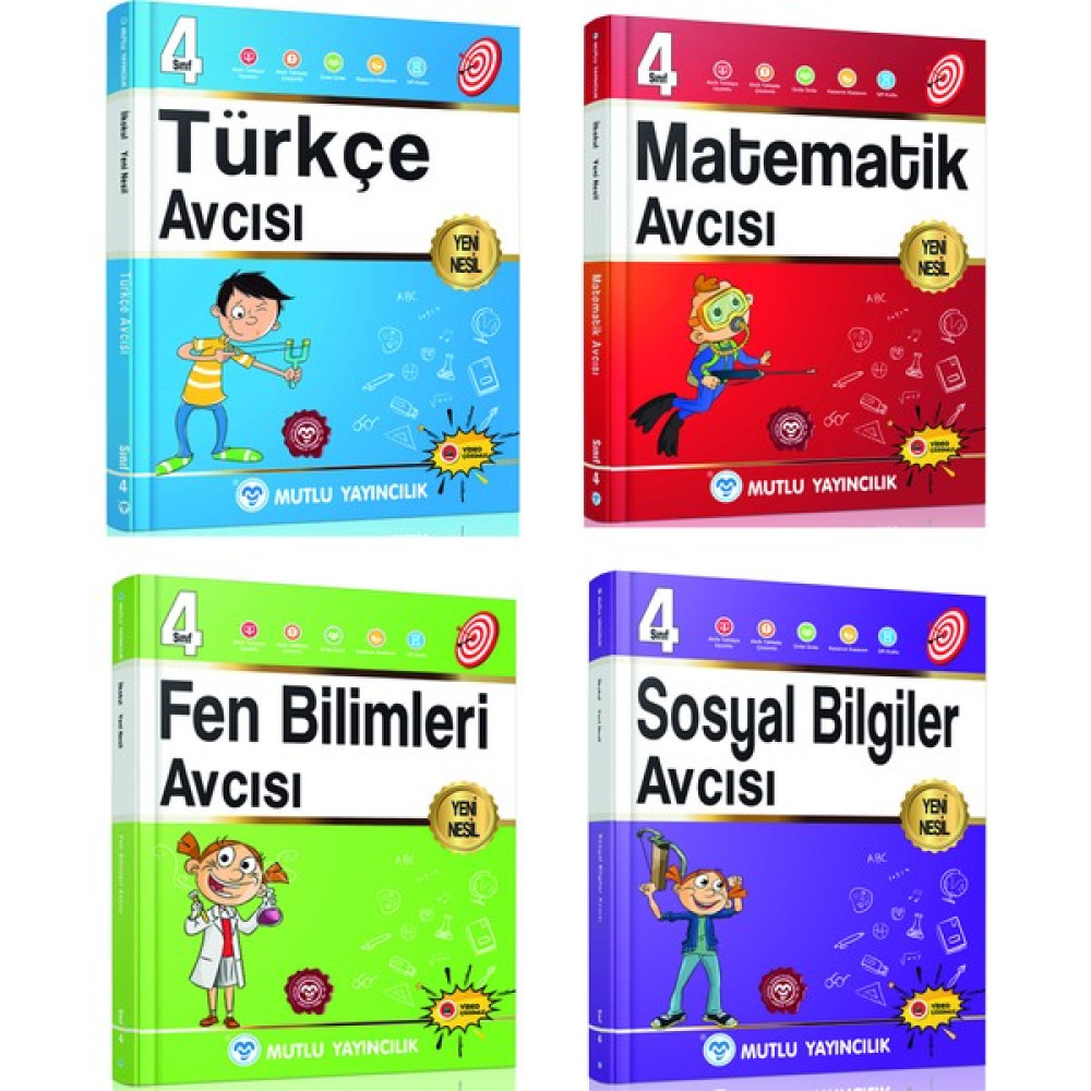 Mutlu Yayınevi 4. Sınıf Avcı Serisi Türkçe Matematik Fen Bilimleri Sosyal Bilgiler Avcısı Seti Mutlu Yayınları Tüm Dersler Fiyatı