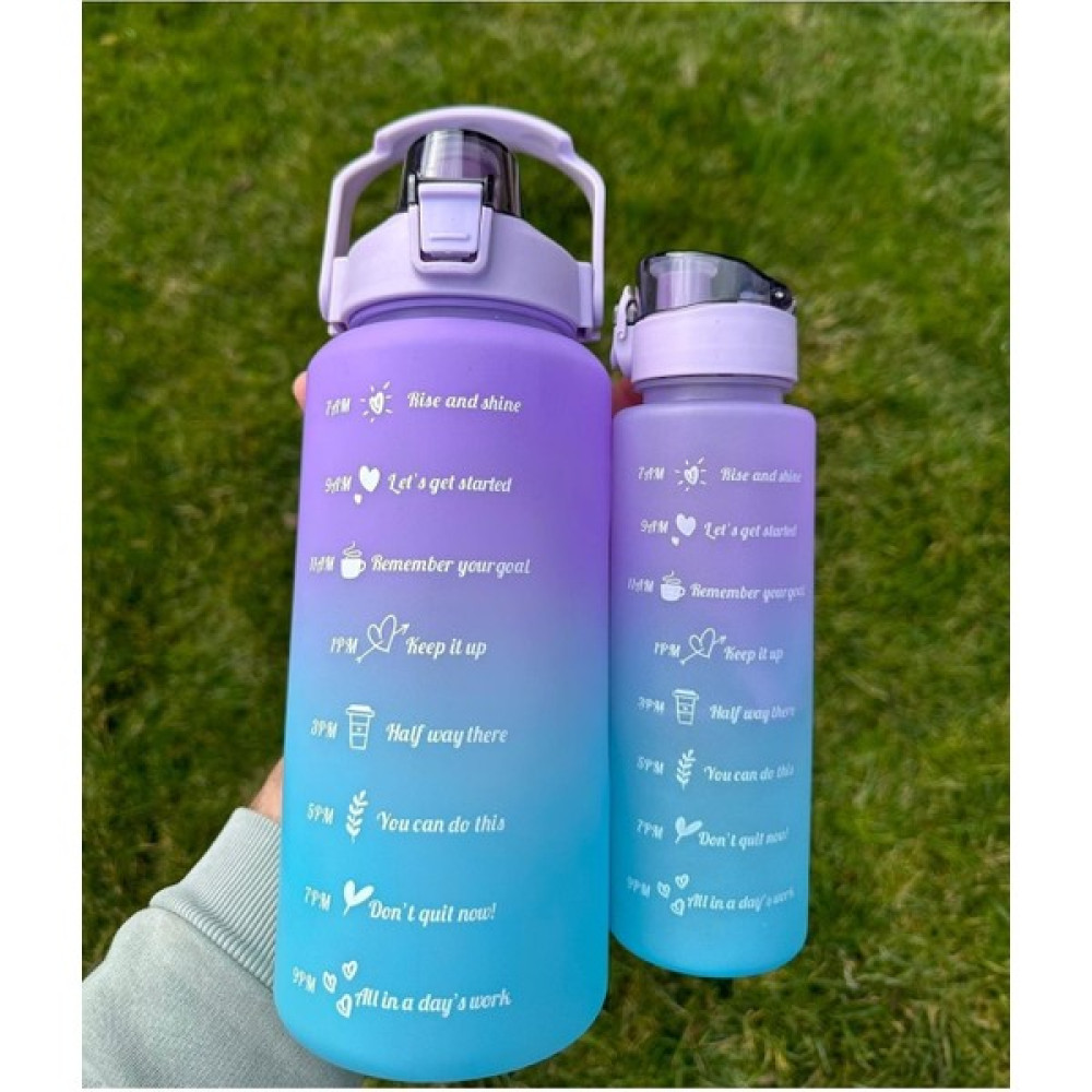 Mutluhome Motivasyonel 2li Su Matarası Su Şişesi Suluk 2 Lt 900ML Yavrulu Spor Salonu Su Şişesi Sticker Matara Fiyatı