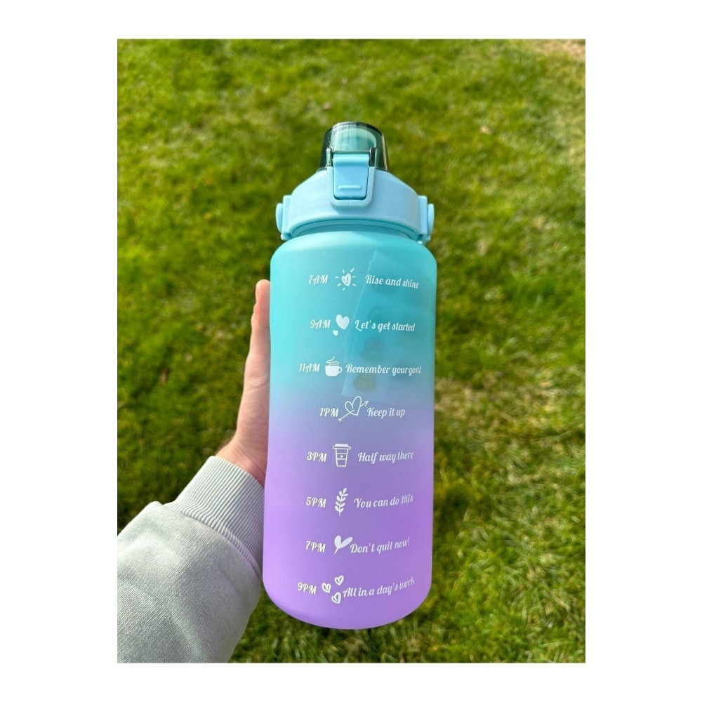 MUTLUHOME Motivasyonel 2li Su Matarası - Suluk 2 lt ve 900 ml Yavrulu Spor Salonu Su Şişesi Sticker Matara Fiyatı