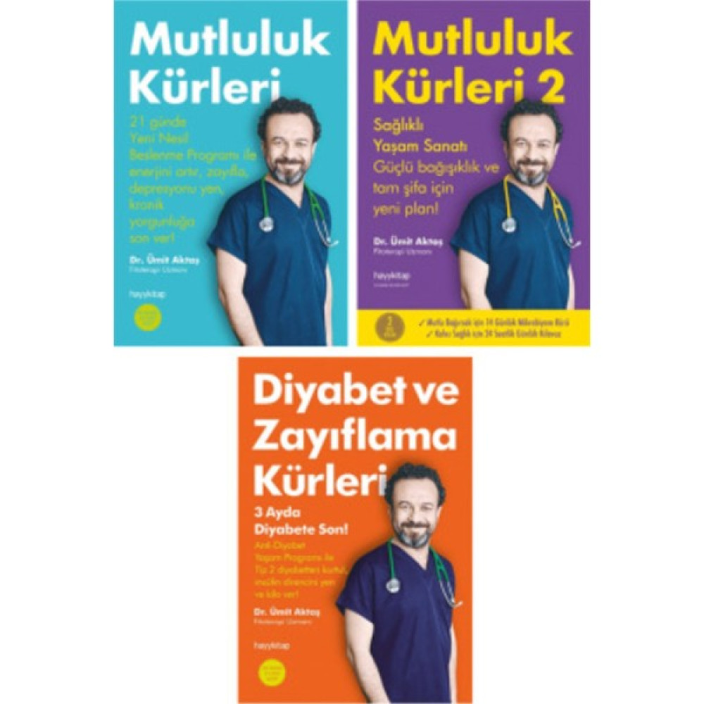 Mutluluk Kürleri - Mutluluk Kürleri 2 - Diya-Bet ve Zayıflama Kürleri - Ümit Aktaş 3 Kitap Set Sağlık Beslenme Kitapları Fiyatı