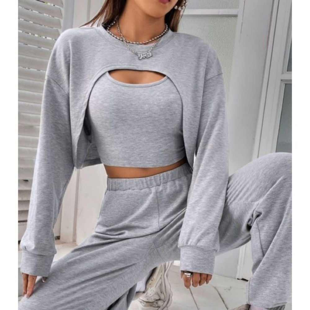 MuuBs Gumi Ön Kısa 3 Iplik Sıfır Yaka Super Crop Sweatshirt Hb Bayan Sweatshirt Fiyatı