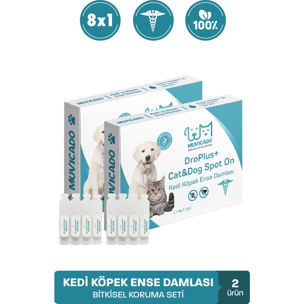 Muvicado Bitkisel Parazit Kovucu Damla ve Tablet 2 Parça Kedi Köpek İç Dış Bit Pire Kene Karşıtı Diğer Fiyatı