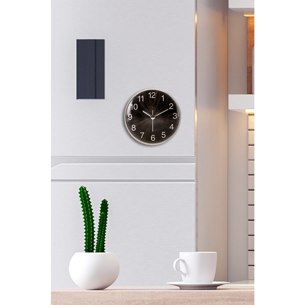 Muyika Design 11 cm Yuvarlak Mıknatıslı Buzdolabı Saati Siyah Modern Stil ve Sessiz Mekanizma Buzdolapları Fiyatı