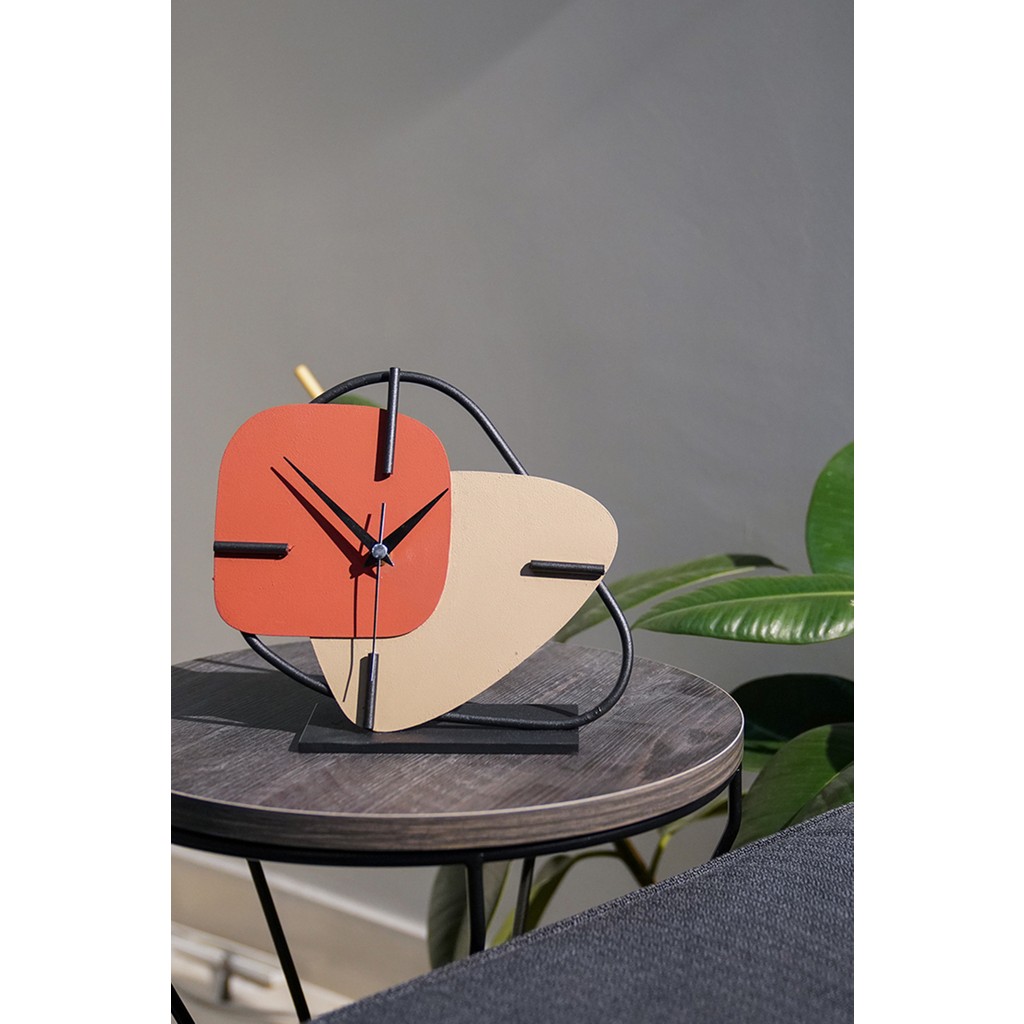 Muyika Design Muyika Brazil Metal Masa Saati Kremit-S Kahve 25X22CM Yuvarlak Şekil Modern Dekoratif Masa Saati Fiyatı