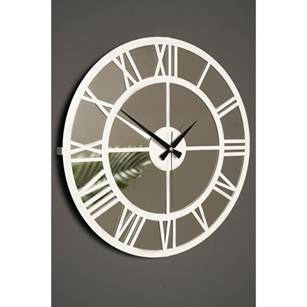Muyika Design Muyika Roma Beyaz Aynalı Yeni Koleksiyon Dekor Metal Duvar Saati 41X41CM Sessiz Mekanizmalı Amd-41 Dekoratif Saat Fiyatı