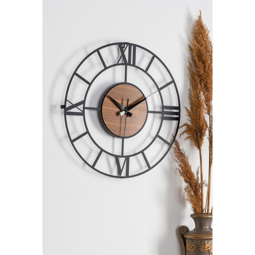 Muyika Design Muyika Roma Legno Metal Siyah Sessiz Mekanizma Duvar Saati 41X41CM Mds-41 Dekoratif Saat Fiyatı