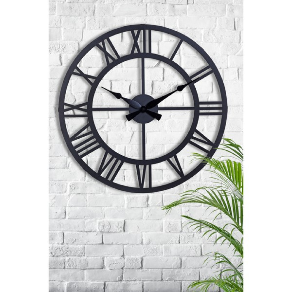 Muyika Roma Metal 70 cm Siyah Duvar Saati 70X70 cm Mds-70 Dekoratif Saat Fiyatı