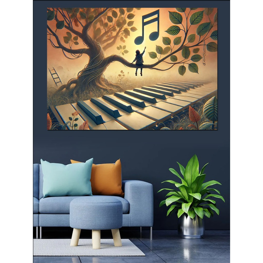 Müzikal Ağacın Notası Dekoratif Kanvas - Mdf Ahşap Tablo - 18 X 27 Cm Kanvas Tablo Fiyatı