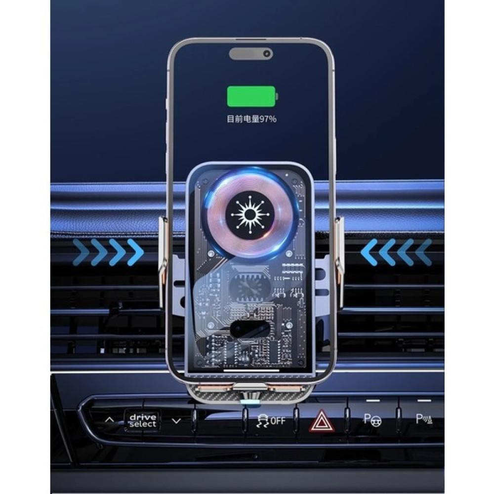 My Black 15 Watt Wireless Şarj Magesafeli Sensörlü Açılır Kanatlar Titanyum Cep Telefonu Tutucu Cep Telefonu Araç Kiti Fiyatı