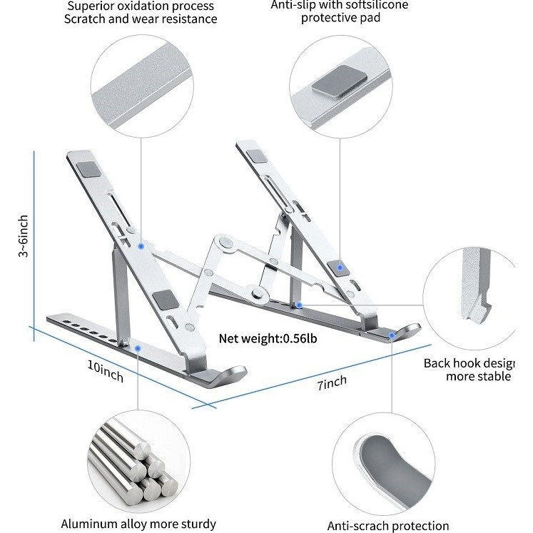 My Black Notebook Laptop Tablet Tutucu Stand Metal Ayarlanabilir Katalanır Taşıma Kılıflı - Gri Tablet Kılıfı Fiyatı