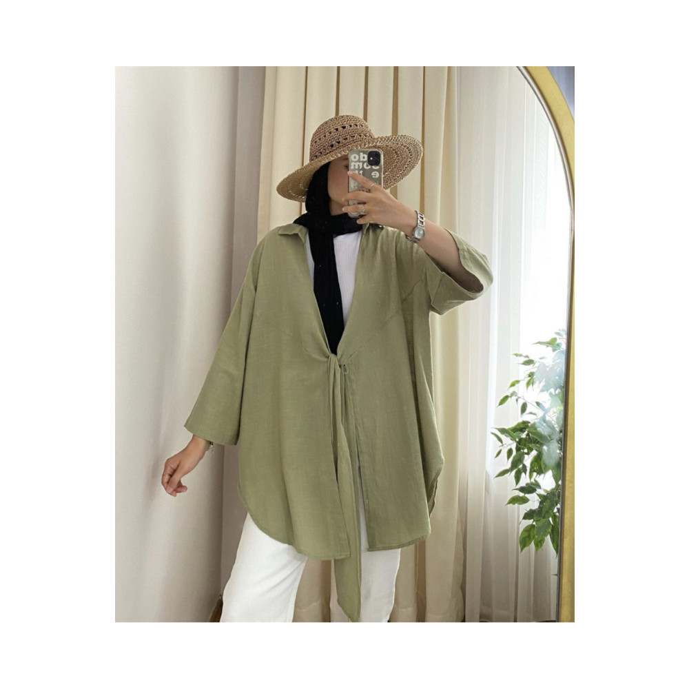My Blog Haki Flam Keten Kimono Gömlek Kadın Giyim Fiyatı