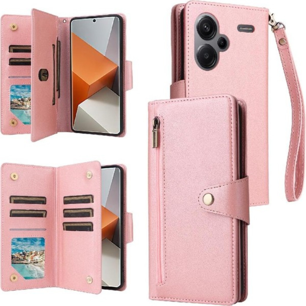 MY Boutique1 Xiaomi Redmi Not 13 Pro Artı Manyetik Deri Fermuar Cüzdan (Yurt Dışından) - Pembe Cep Telefonu Kılıfı Fiyatı