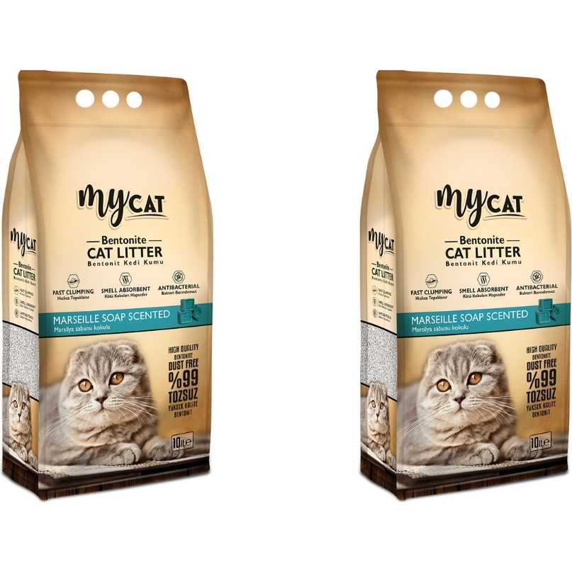 My Cat Mycat (10 Lt) Topaklanan Bentonit Kedi Kumu Marsilya Sabun Kokulu (Kalın Tane) (2 Adet) Evcil Hayvan Ürünleri Fiyatı