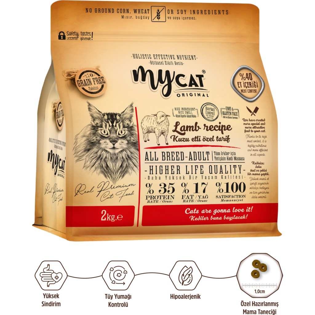 My Cat Mycat Original Az Tahıllı Kuzu Etli Yetişkin Kedi Maması 2kg - 2 kg Evcil Hayvan Ürünleri Fiyatı