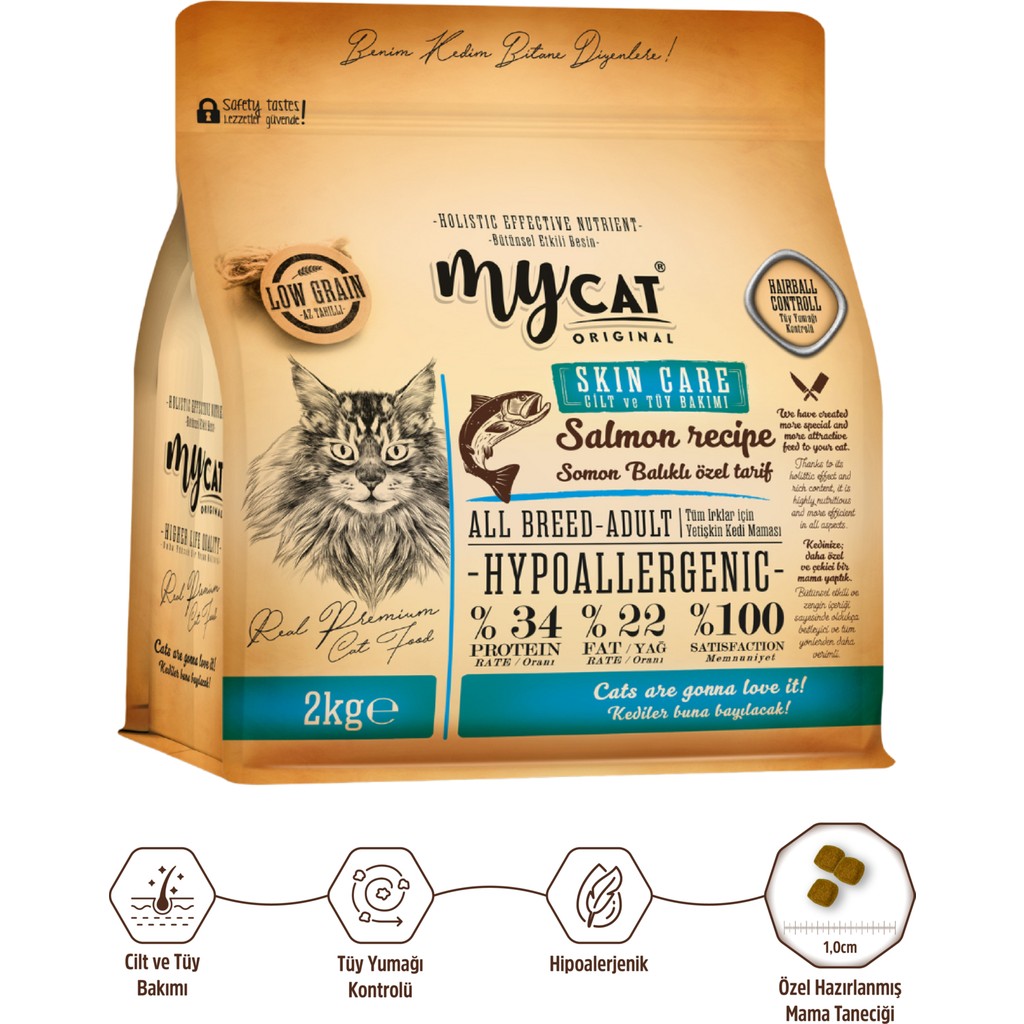 My Cat Mycat Original Az Tahıllı Skin Care Somon Balıklı Yetişkin Kedi Maması 2kg - 2 kg Evcil Hayvan Ürünleri Fiyatı